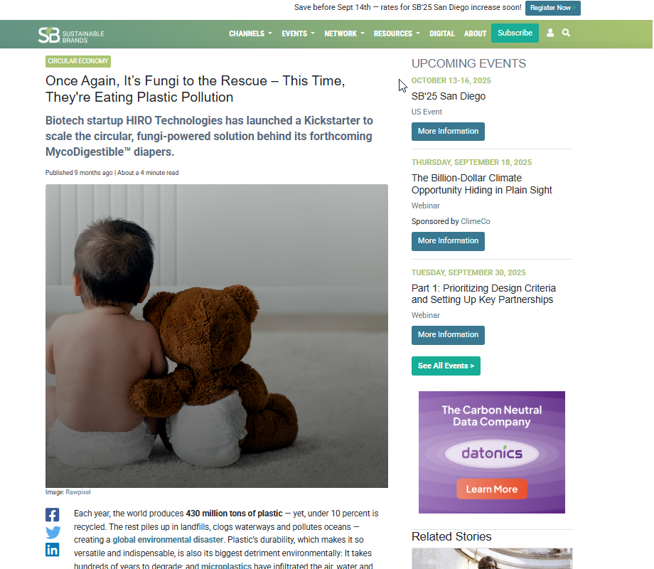 Sustainable Brands: Once Again, It’s Fungi to the Rescue – This Time, They're Eating Plastic Pollution