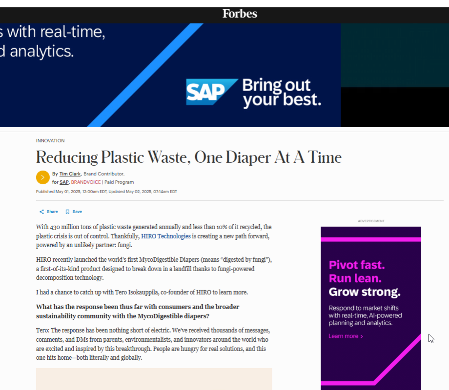 Forbes: Reducing Plastic Waste, One Diaper At A Time