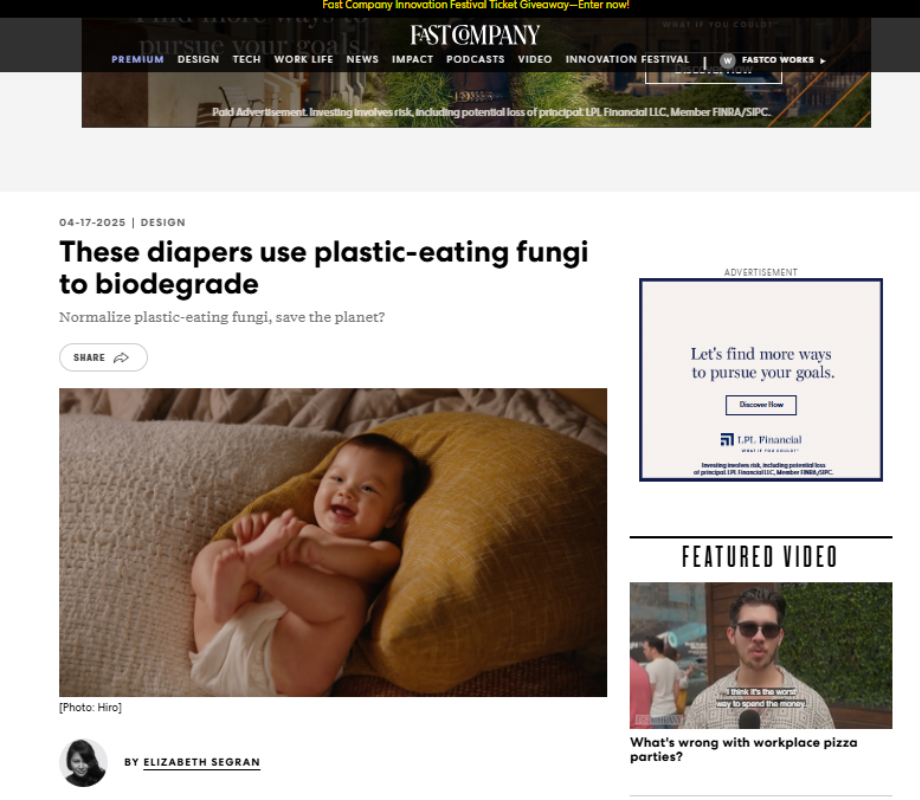 These diapers use plastic-eating fungi to biodegrade